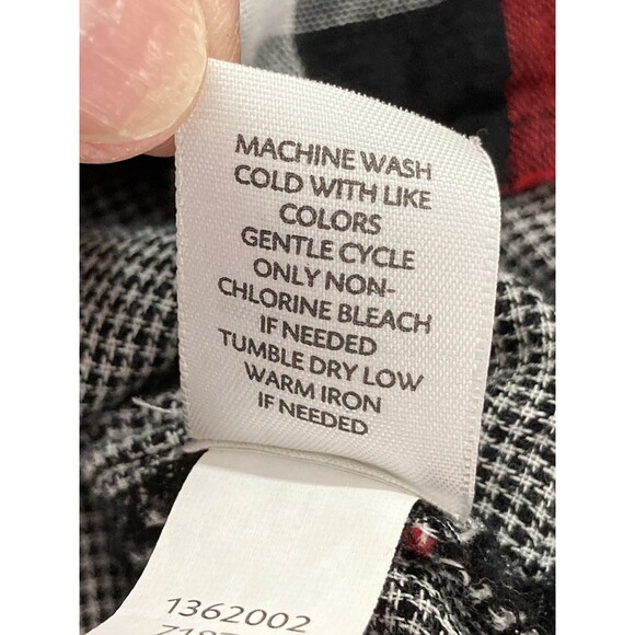 J. JILL Shirt Women's XL Black Red Button Up Blouse Roll Tab Sleeves Casual - Picture 9 of 12